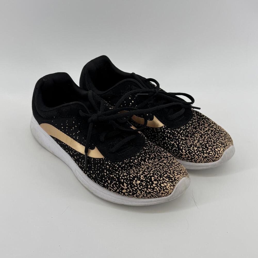 Athletic Works Women’s Black & Gold Sneakers Shoes (size 8) #TM225
